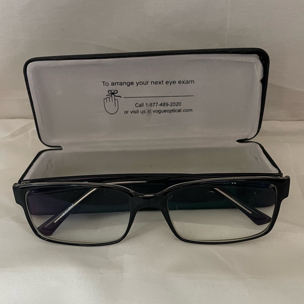 Black rectangle , plastic glasses